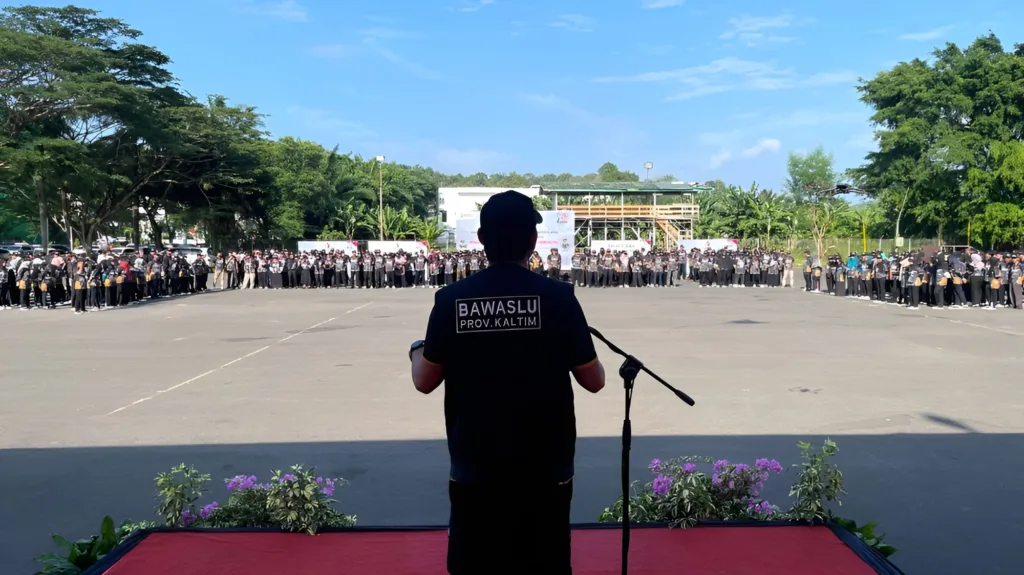Foto: Suasana apel siaga pengawasan masa tenang dan pungut hitung pada Pemilu 2024.