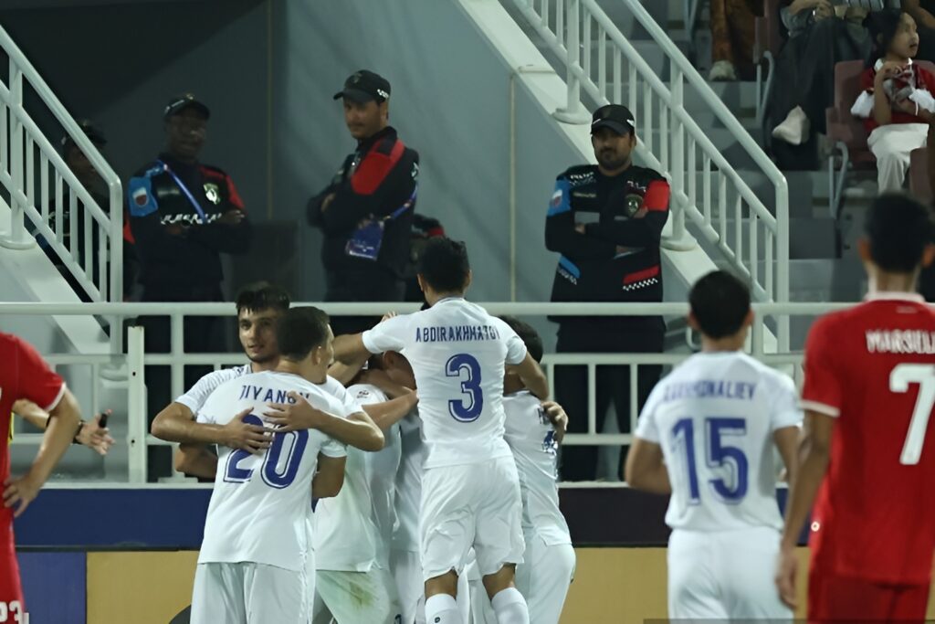 Foto: Pertandingan Semifinal Indonesia vs Uzbekistan pada Senin Malam (29/04/2024).