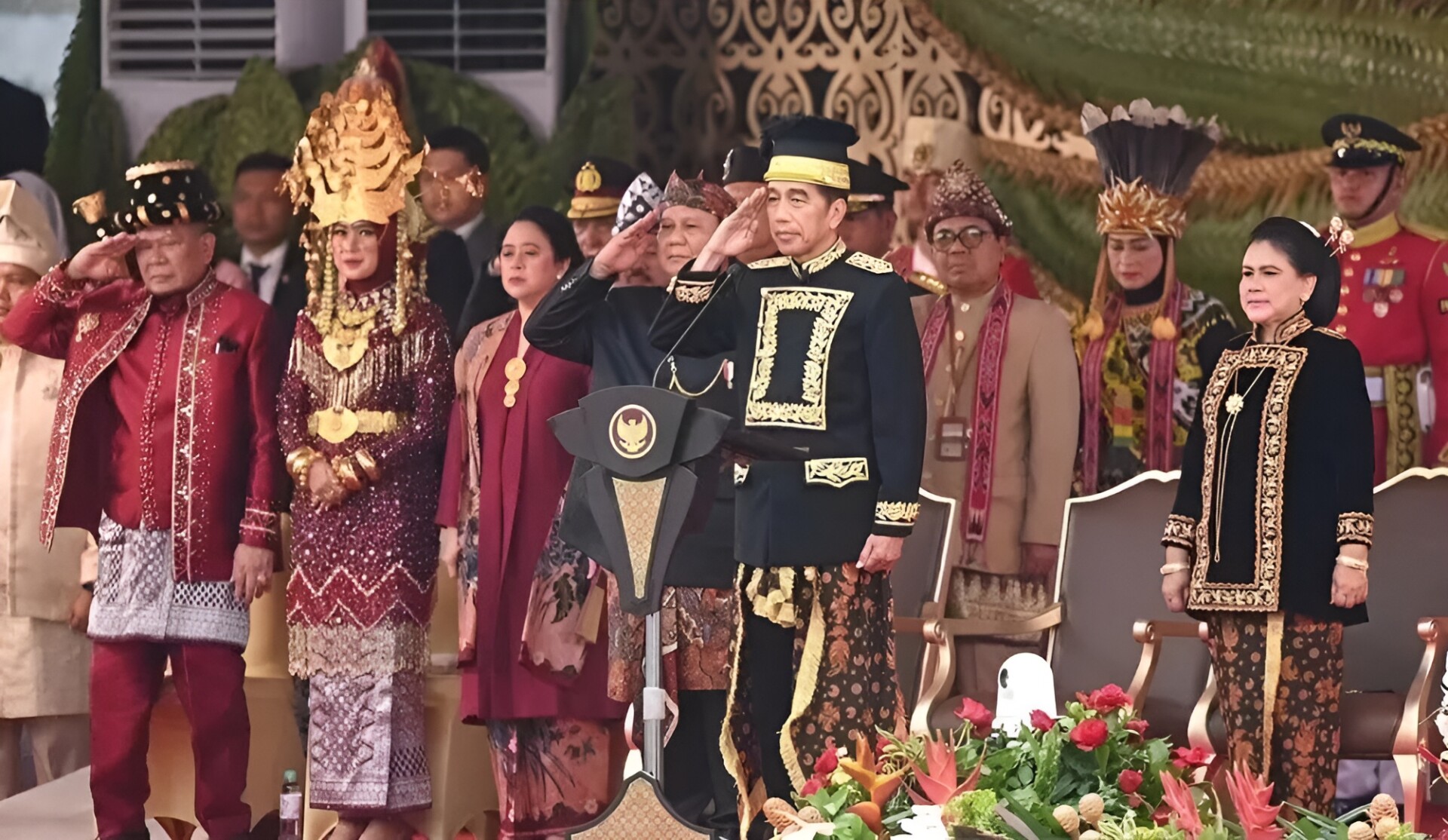 Presiden RI Joko Widodo bersama Presiden RI terpilih Prabowo Subianto menghadiri langsung Upacara dirgahayu ke-79 Republik Indonesia tahun 2024 di IKN. (Istimewa)