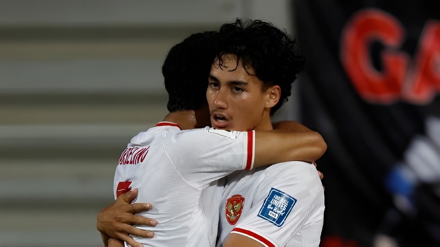 Foto: Rafael Struick, pemain timnas Indonesia, merayakan golnya dengan penuh semangat saat bertanding melawan Bahrain dalam putaran ketiga kualifikasi Piala Dunia 2026 zona Asia.