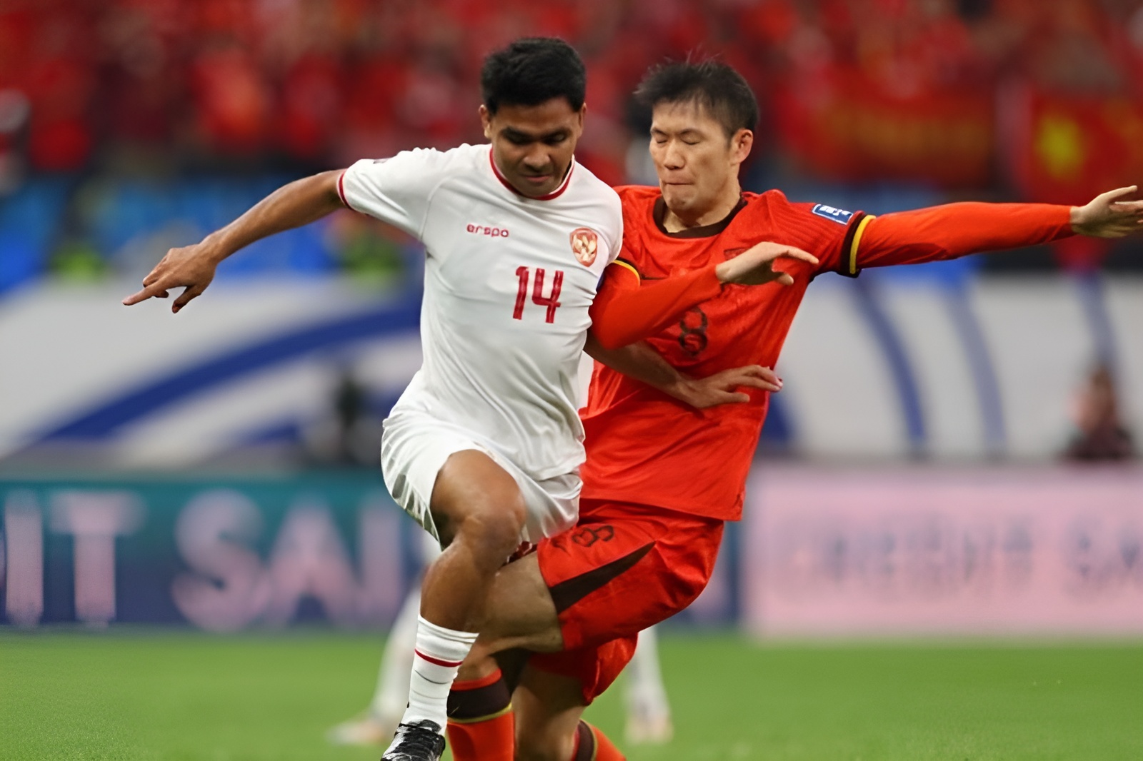 Foto: Suasana pertandingan antara timnas Indonesia vs China matchday keempat Grup C Putaran Ketiga Kualifikasi Piala Dunia 2026 di Stadion Qingdao Youth Football, Selasa (15/10/2024).